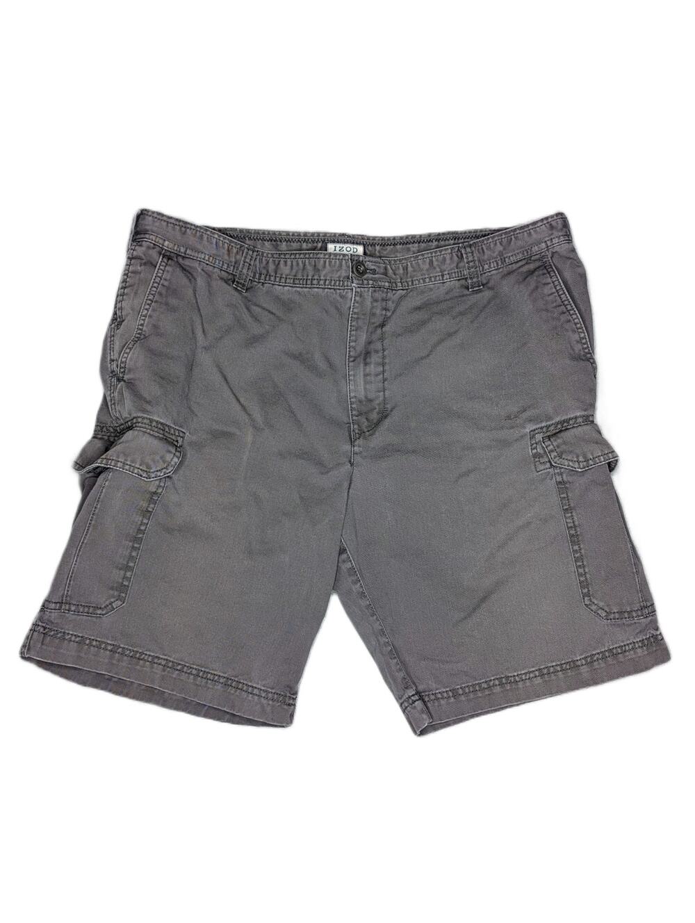 Izod Men's Cargo Shorts Size 40 Distressed Thick Canvas Y2K Skater Grunge Gray